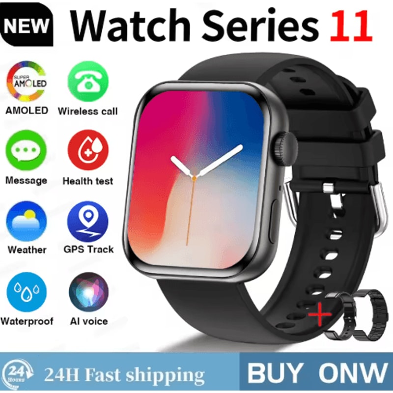 Global S11 AMOLED GPS Smartwatch Bluetooth Call Waterproof Fitness Watch For IOS Android 4