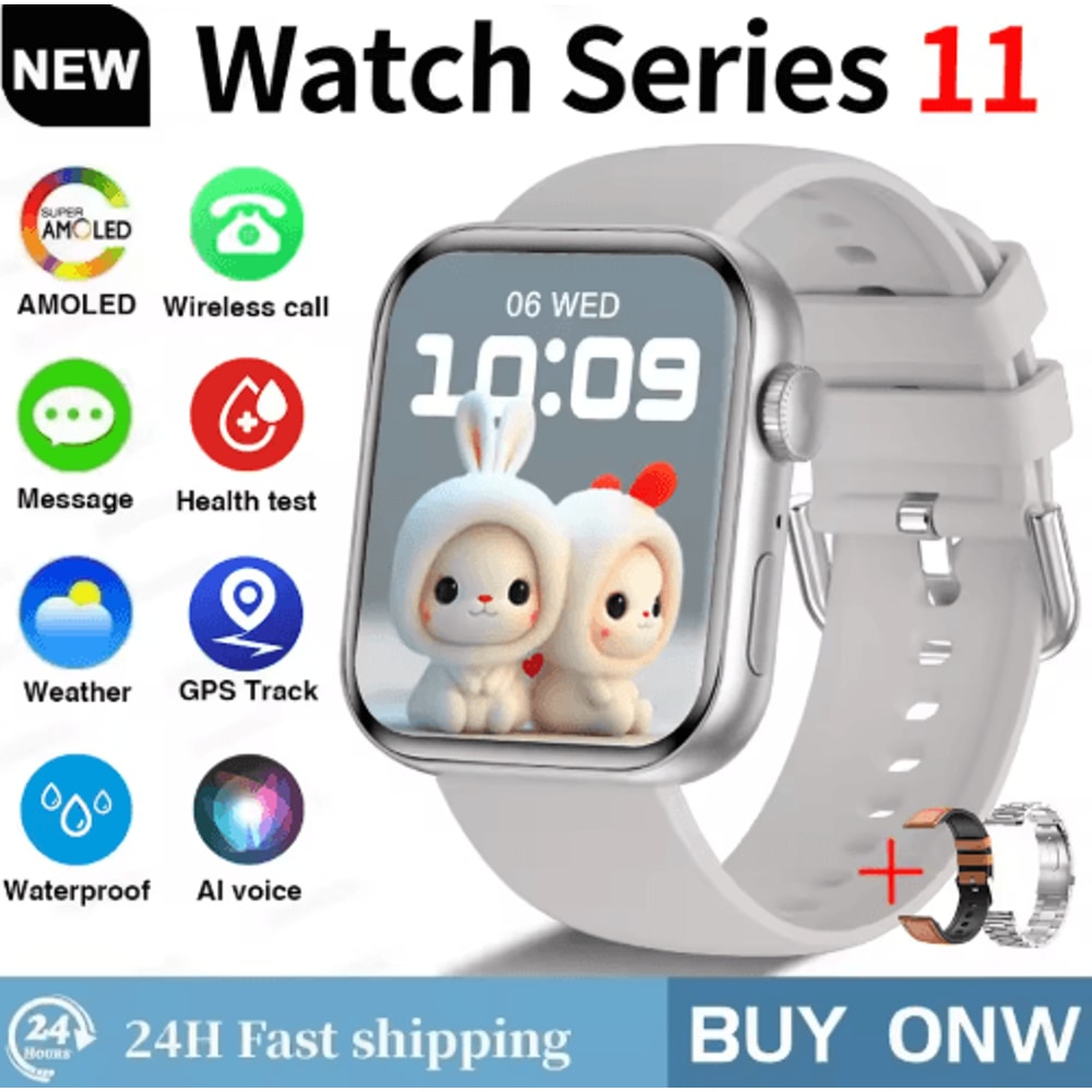 Global S11 AMOLED GPS Smartwatch Bluetooth Call Waterproof Fitness Watch For IOS Android 6