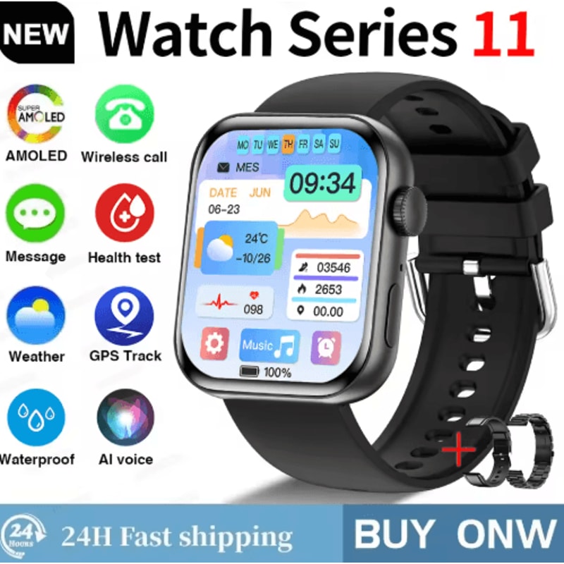 Global S11 AMOLED GPS Smartwatch Bluetooth Call Waterproof Fitness Watch For IOS Android 7
