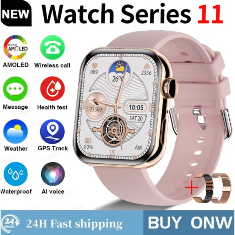 Global S11 AMOLED GPS Smartwatch Bluetooth Call Waterproof Fitness Watch For IOS Android 8