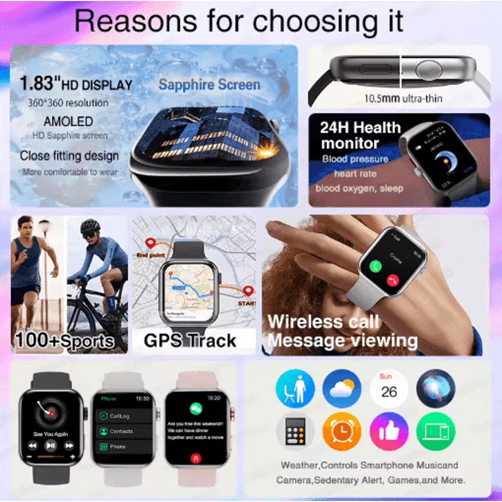Global S11 AMOLED GPS Smartwatch Bluetooth Call Waterproof Fitness Watch For IOS Android 17