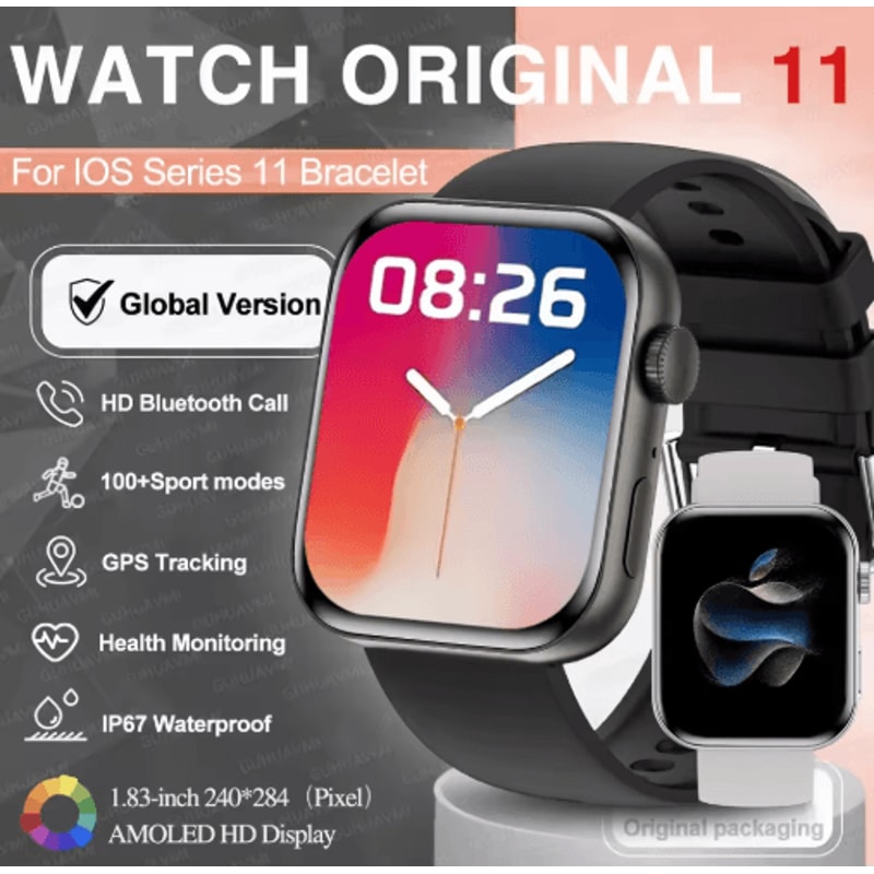 Global S11 AMOLED GPS Smartwatch Bluetooth Call Waterproof Fitness Watch For IOS Android 0