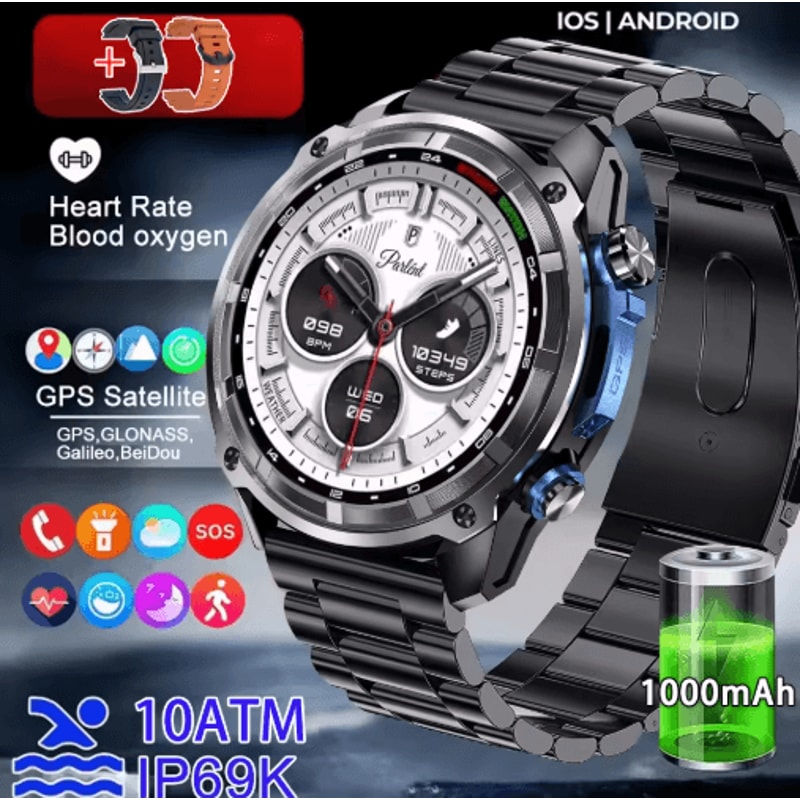 TrailMaster Pro GPS Smartwatch 10ATM Military Outdoor Watch With Offline Maps 1000mAh Battery 2