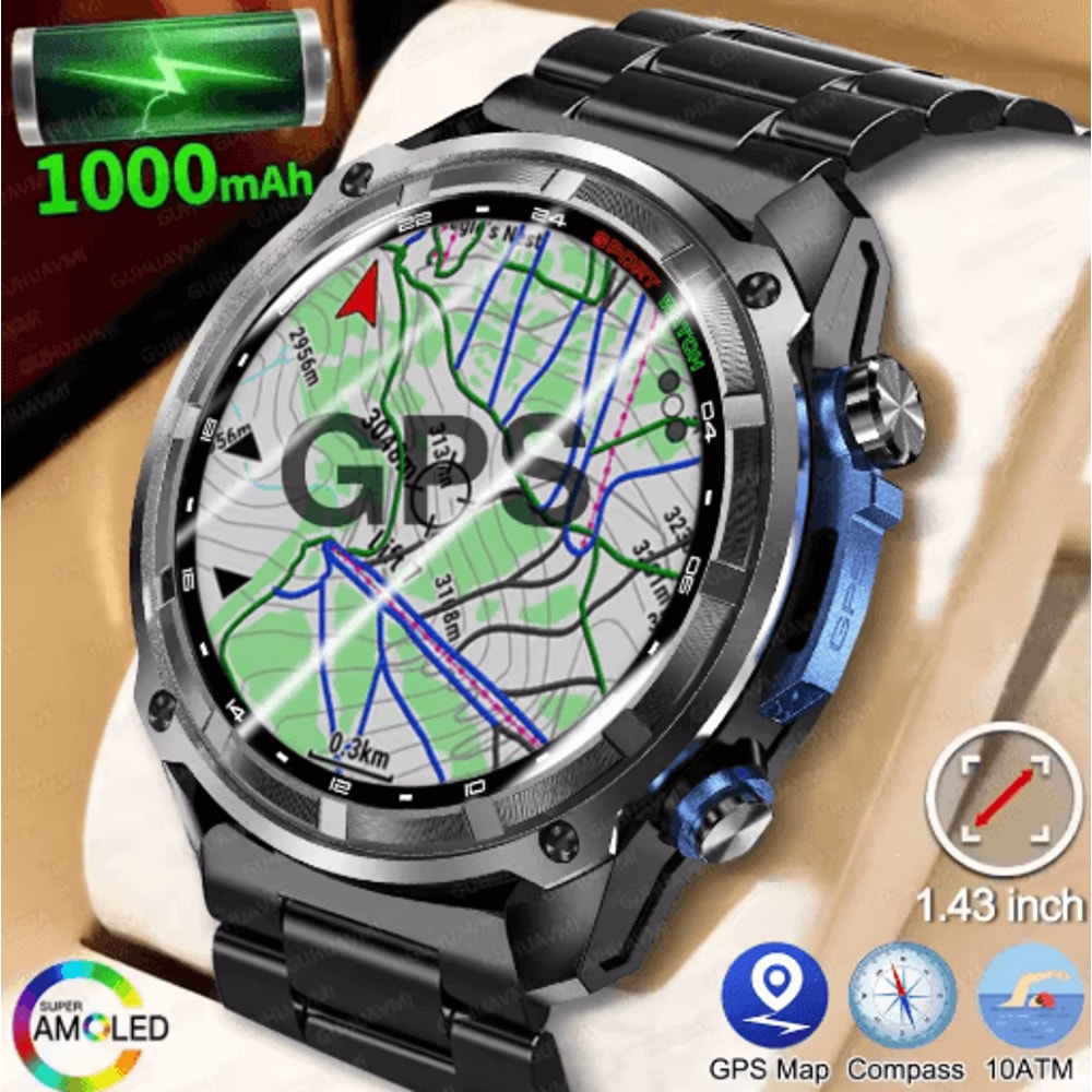TRex 3 Pro Rugged GPS Smartwatch Offline Maps 10ATM Military Outdoor Watch 0