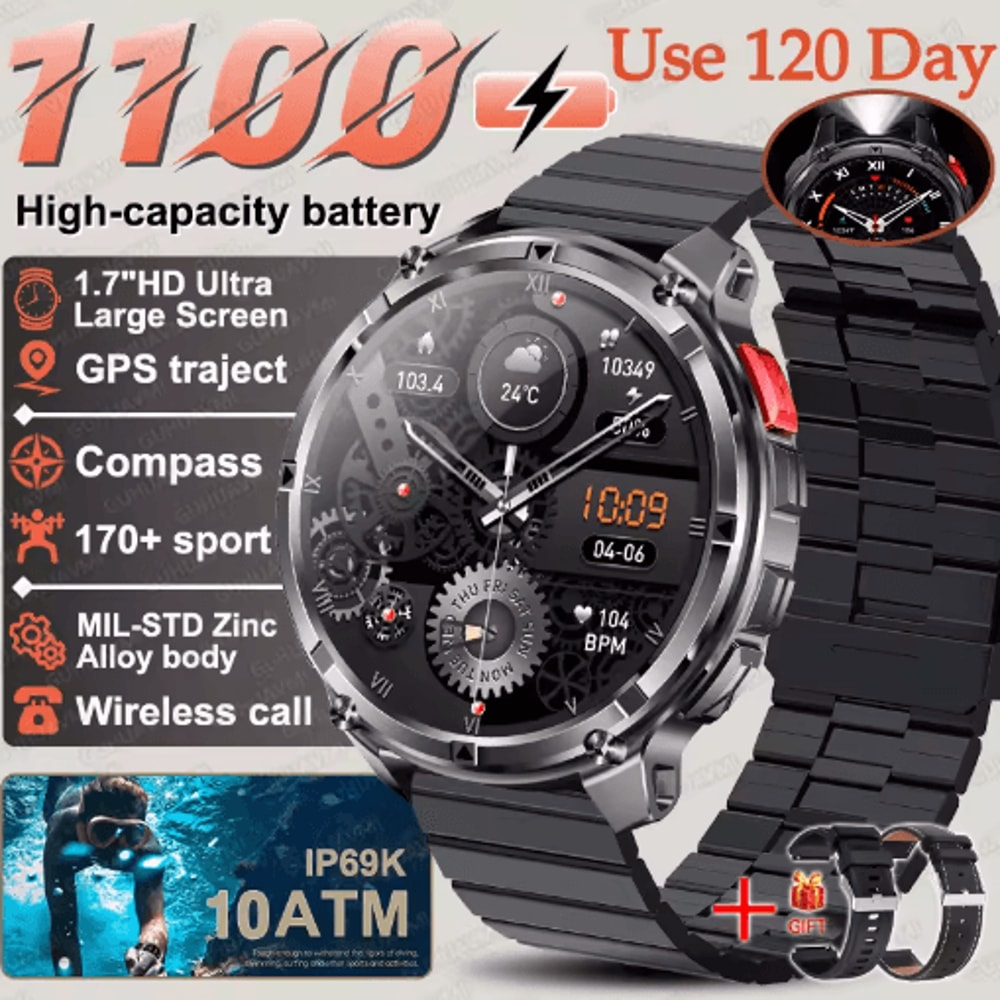 TRex 3 Pro Military GPS Smartwatch Rugged 10ATM Waterproof Watch With 1100mAh Power 1