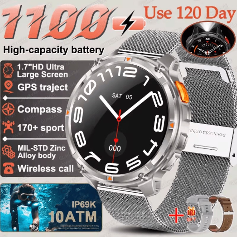 TRex 3 Pro Military GPS Smartwatch Rugged 10ATM Waterproof Watch With 1100mAh Power 4