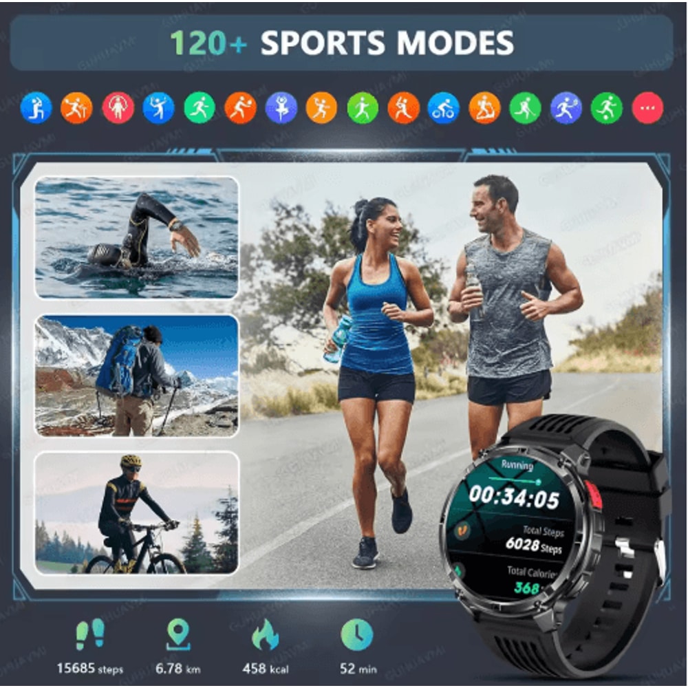 TRex 3 Pro Military GPS Smartwatch Rugged 10ATM Waterproof Watch With 1100mAh Power 15