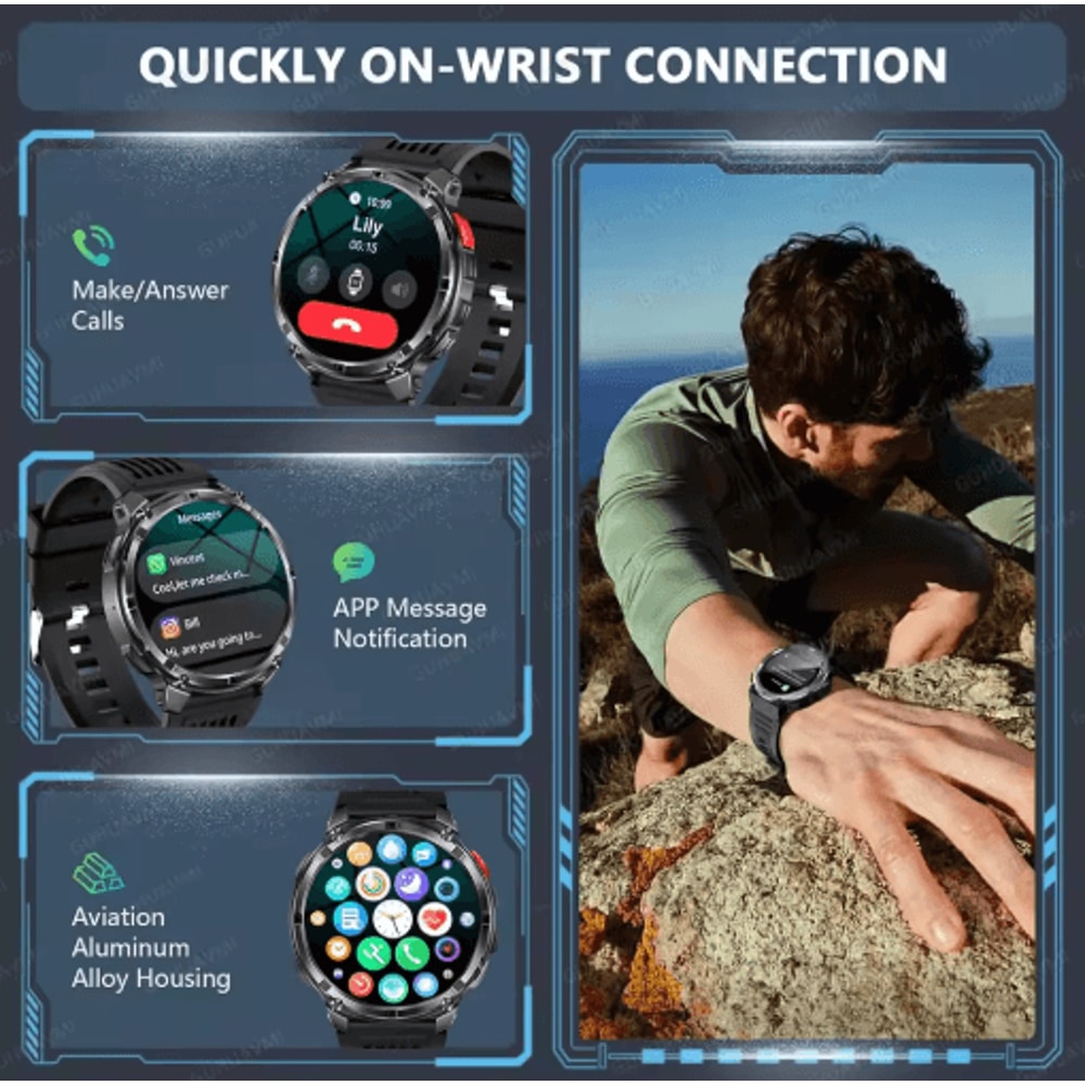TRex 3 Pro Military GPS Smartwatch Rugged 10ATM Waterproof Watch With 1100mAh Power 17