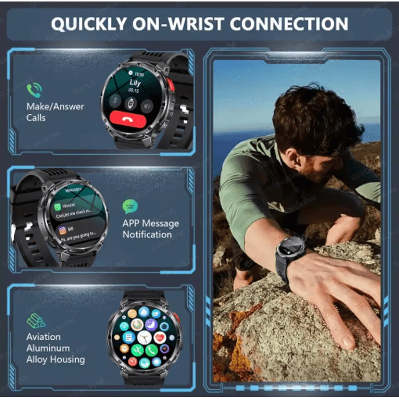 TRex 3 Pro Military GPS Smartwatch Rugged 10ATM Waterproof Watch With 1100mAh Power 17