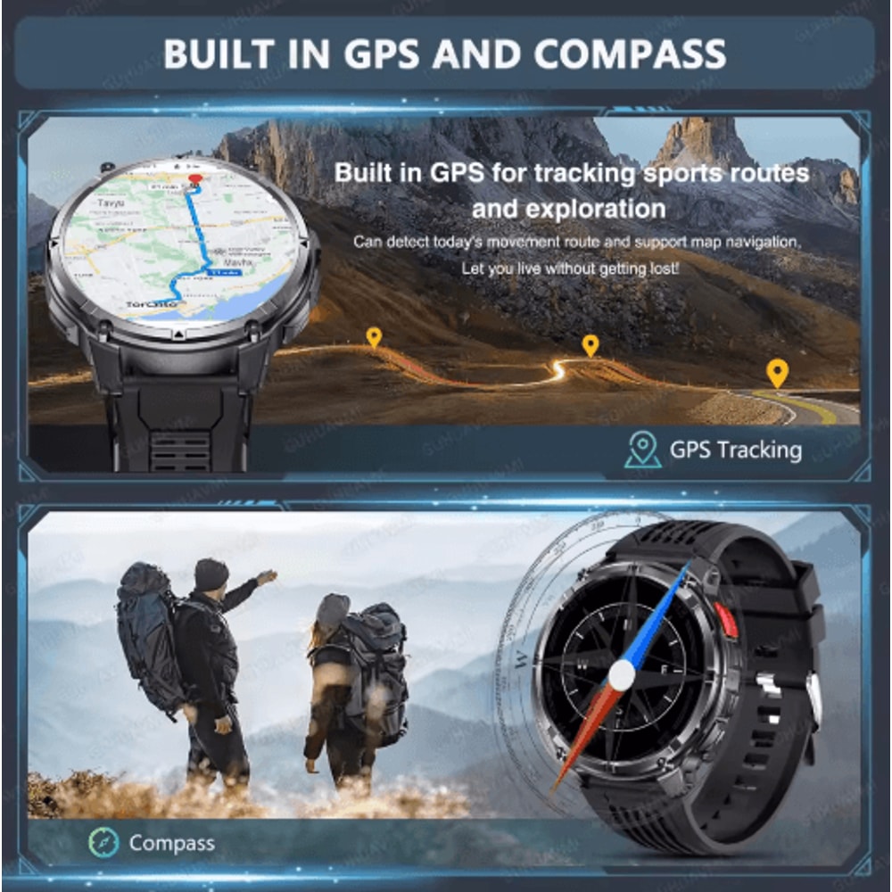 TRex 3 Pro Military GPS Smartwatch Rugged 10ATM Waterproof Watch With 1100mAh Power 18
