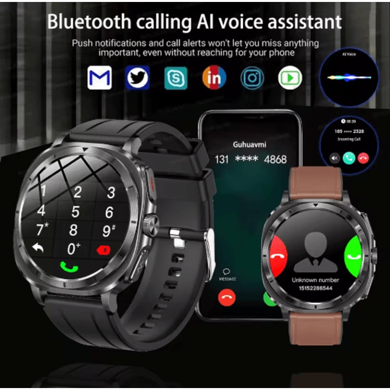 BioTrack AI Health Smartwatch ECG PPG Blood Pressure Full Body Analysis Watch 8