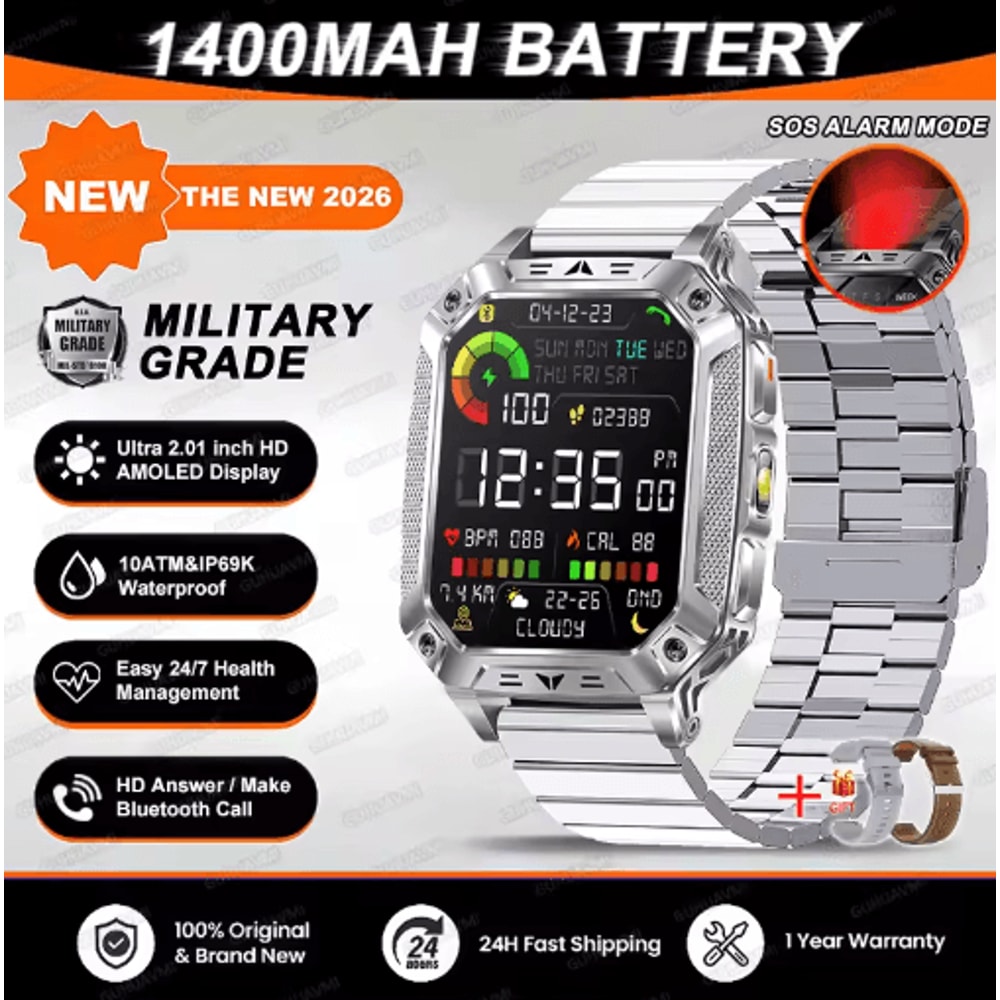 TANK Elite 1400mAh Military GPS Smartwatch 10ATM Rugged AMOLED Outdoor Watch With SOS Flashlight 1