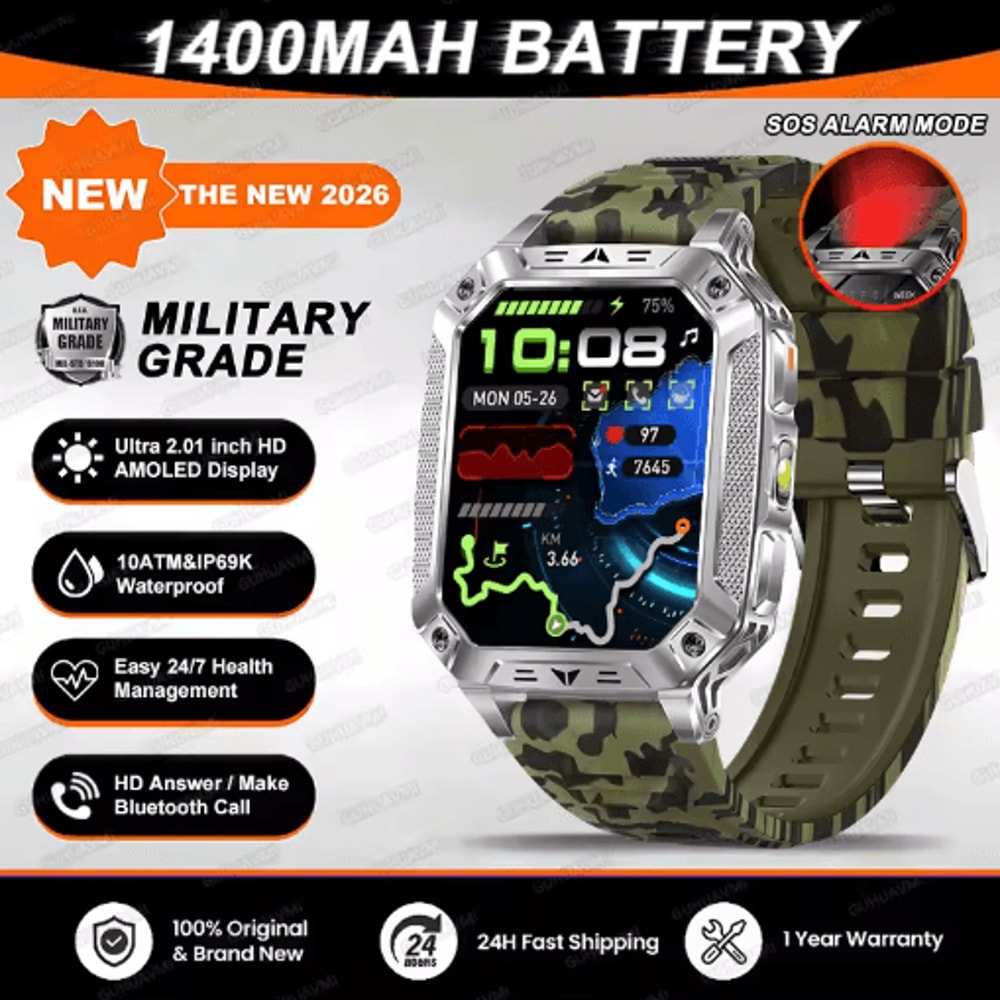 TANK Elite 1400mAh Military GPS Smartwatch 10ATM Rugged AMOLED Outdoor Watch With SOS Flashlight 11