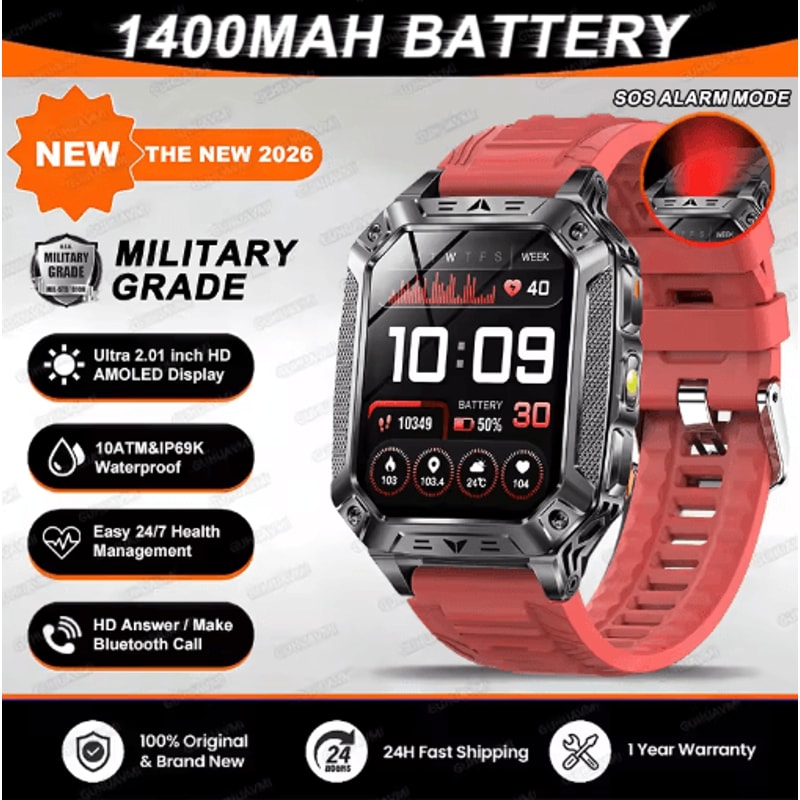TANK Elite 1400mAh Military GPS Smartwatch 10ATM Rugged AMOLED Outdoor Watch With SOS Flashlight 15