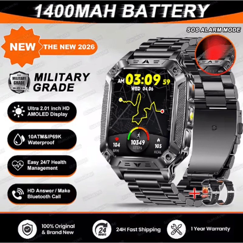 TANK Elite 1400mAh Military GPS Smartwatch 10ATM Rugged AMOLED Outdoor Watch With SOS Flashlight 4