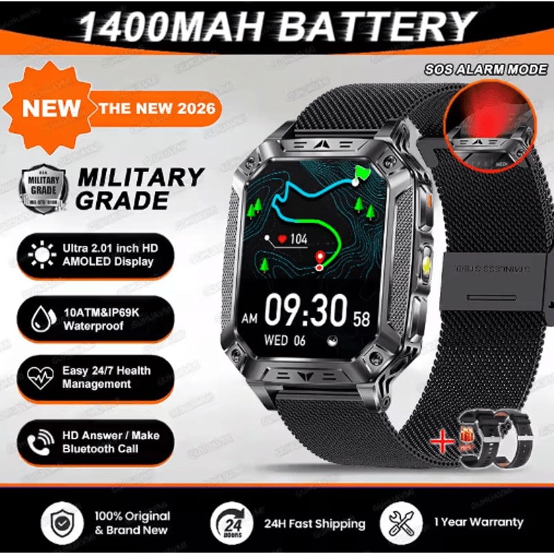 TANK Elite 1400mAh Military GPS Smartwatch 10ATM Rugged AMOLED Outdoor Watch With SOS Flashlight 6