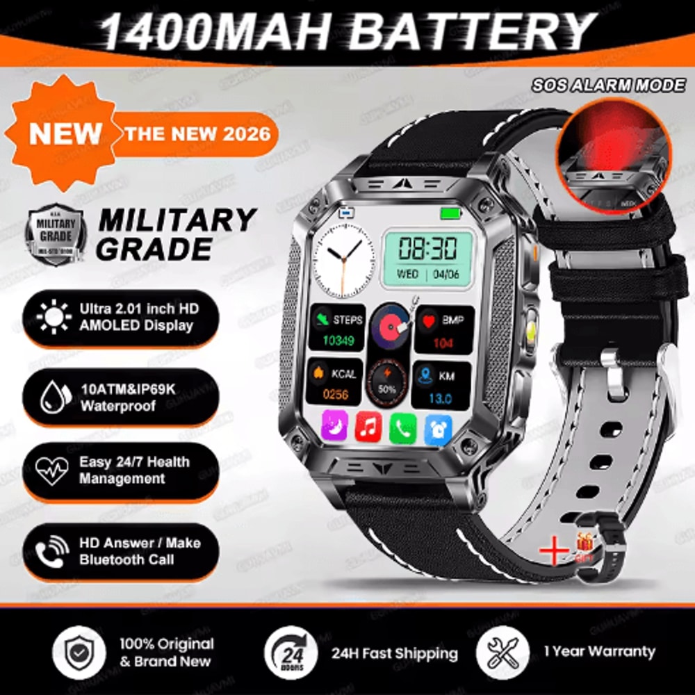 TANK Elite 1400mAh Military GPS Smartwatch 10ATM Rugged AMOLED Outdoor Watch With SOS Flashlight 7