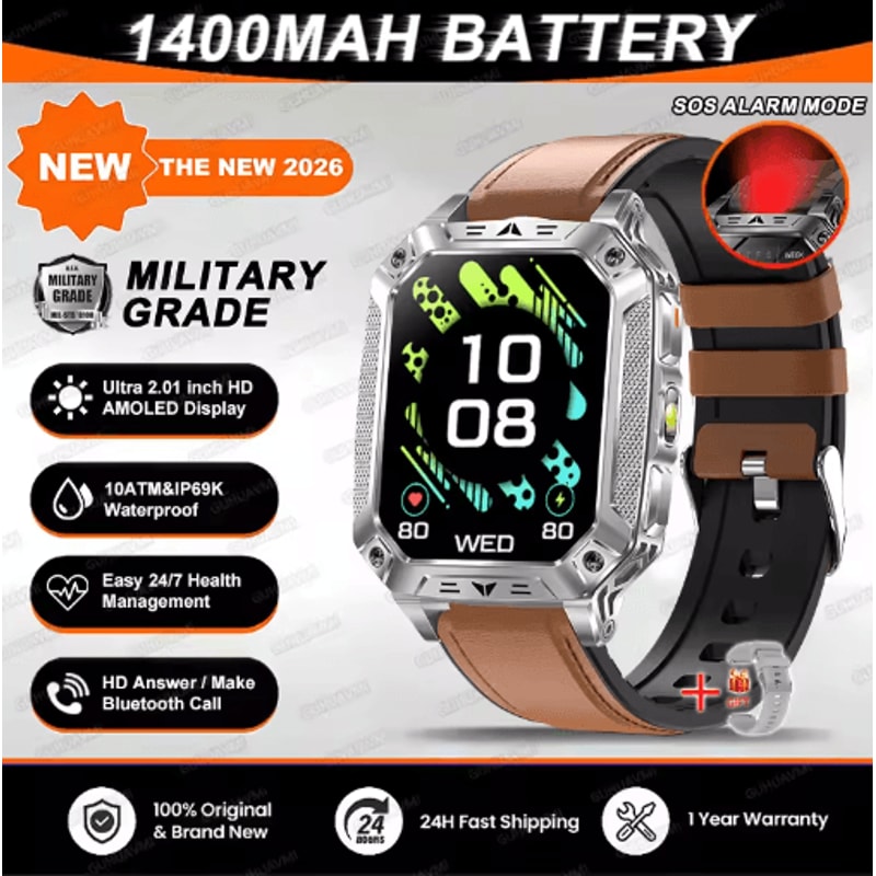 TANK Elite 1400mAh Military GPS Smartwatch 10ATM Rugged AMOLED Outdoor Watch With SOS Flashlight 8