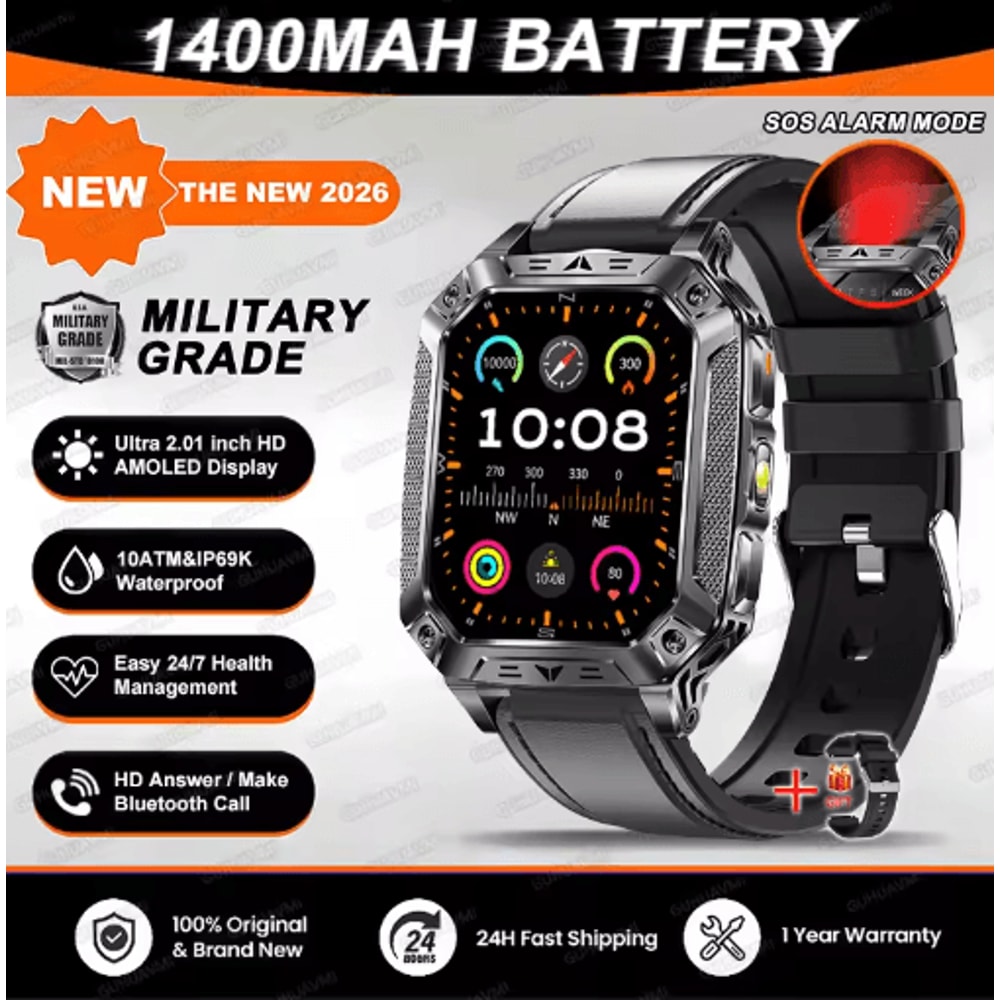 TANK Elite 1400mAh Military GPS Smartwatch 10ATM Rugged AMOLED Outdoor Watch With SOS Flashlight 9