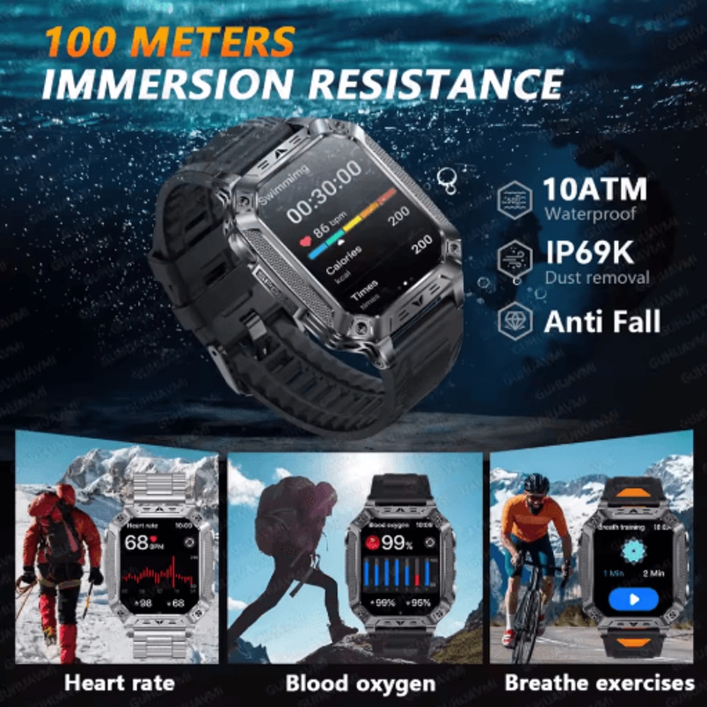 TANK Elite 1400mAh Military GPS Smartwatch 10ATM Rugged AMOLED Outdoor Watch With SOS Flashlight 21