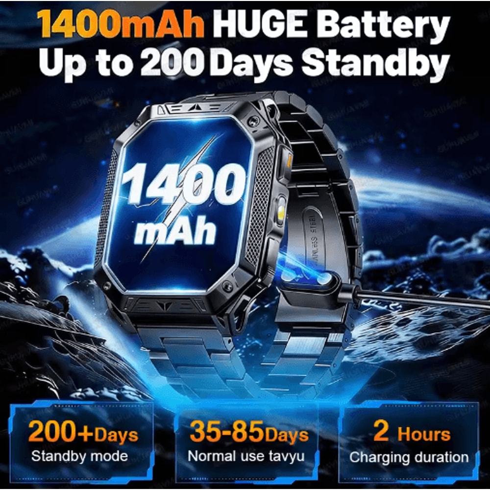 TANK Elite 1400mAh Military GPS Smartwatch 10ATM Rugged AMOLED Outdoor Watch With SOS Flashlight 22