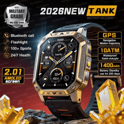 tank elite 1400mah military gps smartwatch 10atm rugged amoled outdoor watch with sos & flashlight
