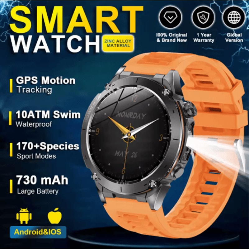 Stratos 4 Rugged GPS Smartwatch AMOLED Outdoor Watch With Compass Altimeter Flashlight 12
