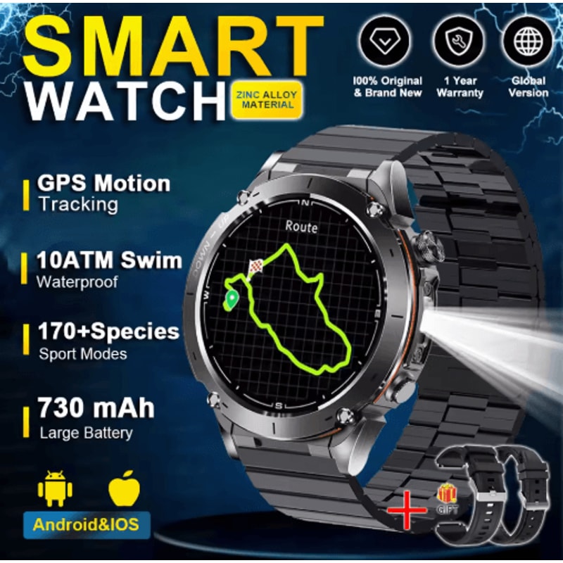 Stratos 4 Rugged GPS Smartwatch AMOLED Outdoor Watch With Compass Altimeter Flashlight 3