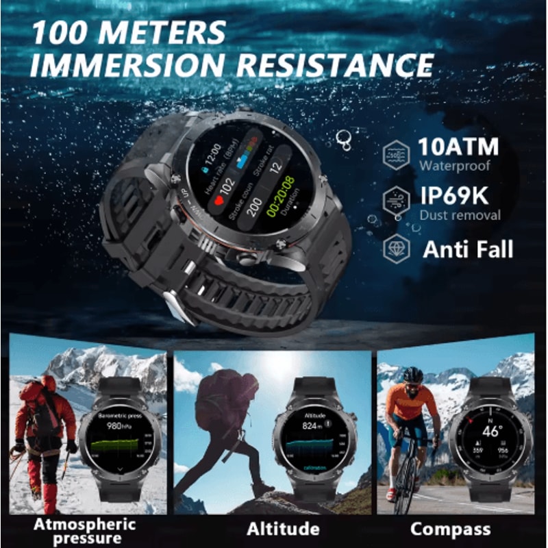Stratos 4 Rugged GPS Smartwatch AMOLED Outdoor Watch With Compass Altimeter Flashlight 18