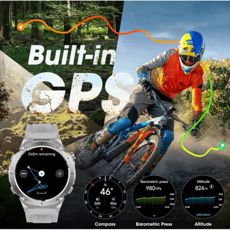 Stratos 4 Rugged GPS Smartwatch AMOLED Outdoor Watch With Compass Altimeter Flashlight 19