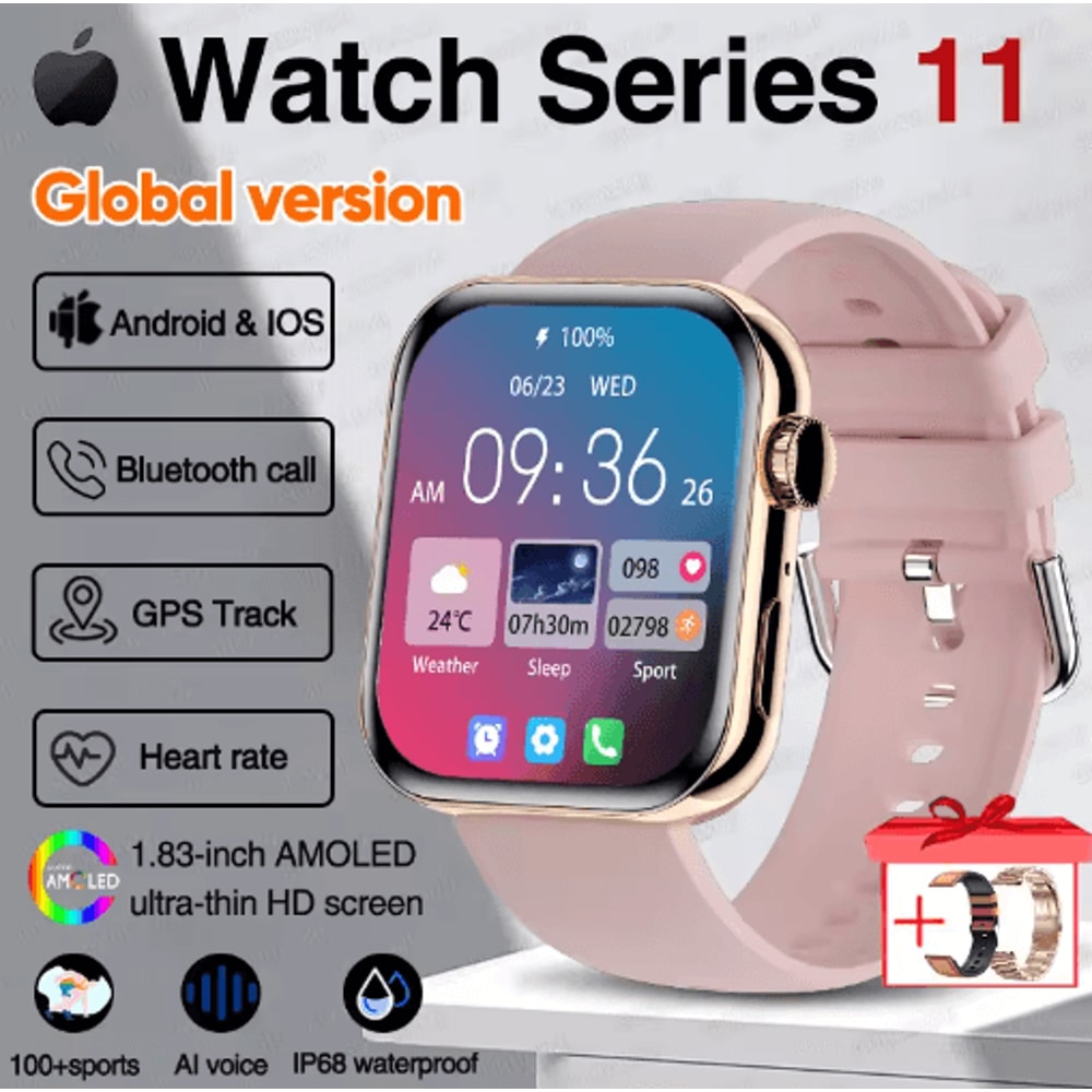 Series 11 Pro AMOLED GPS Smartwatch Bluetooth Call Waterproof Fitness Watch For IOS Android 5