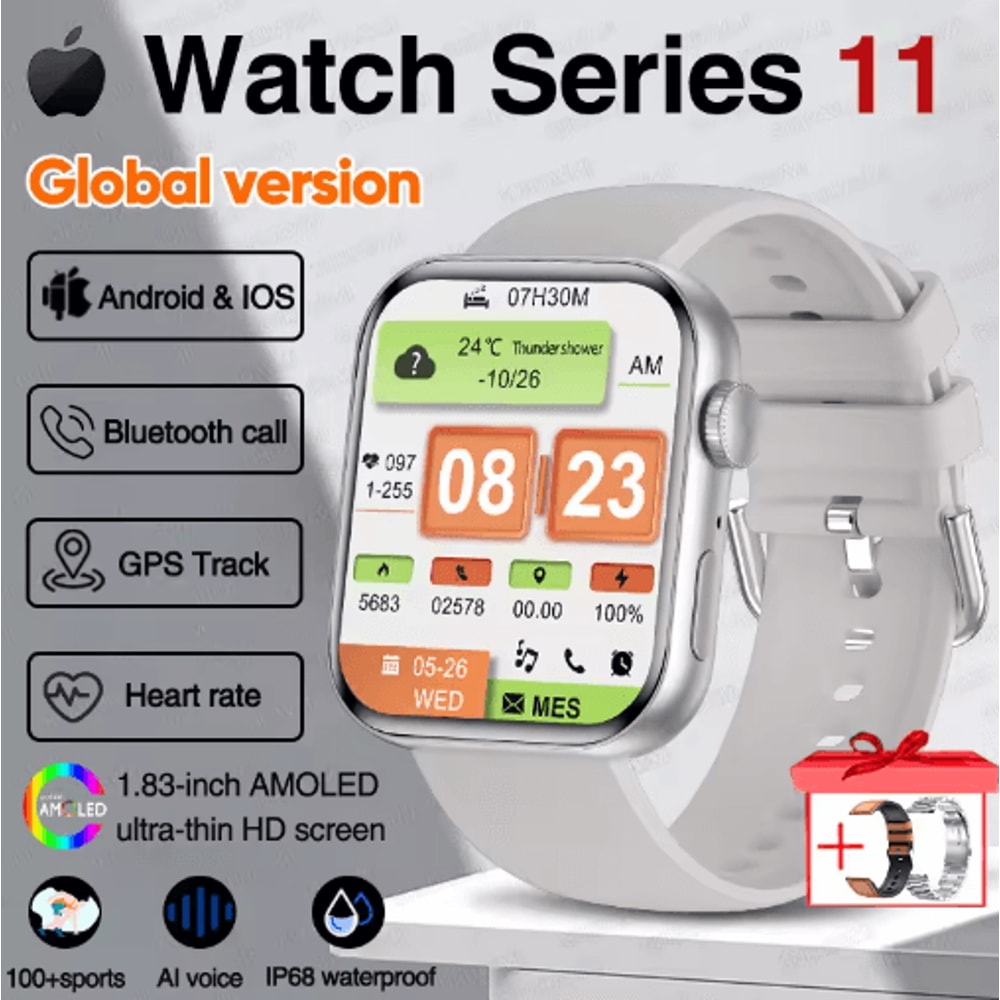 Series 11 Pro AMOLED GPS Smartwatch Bluetooth Call Waterproof Fitness Watch For IOS Android 6