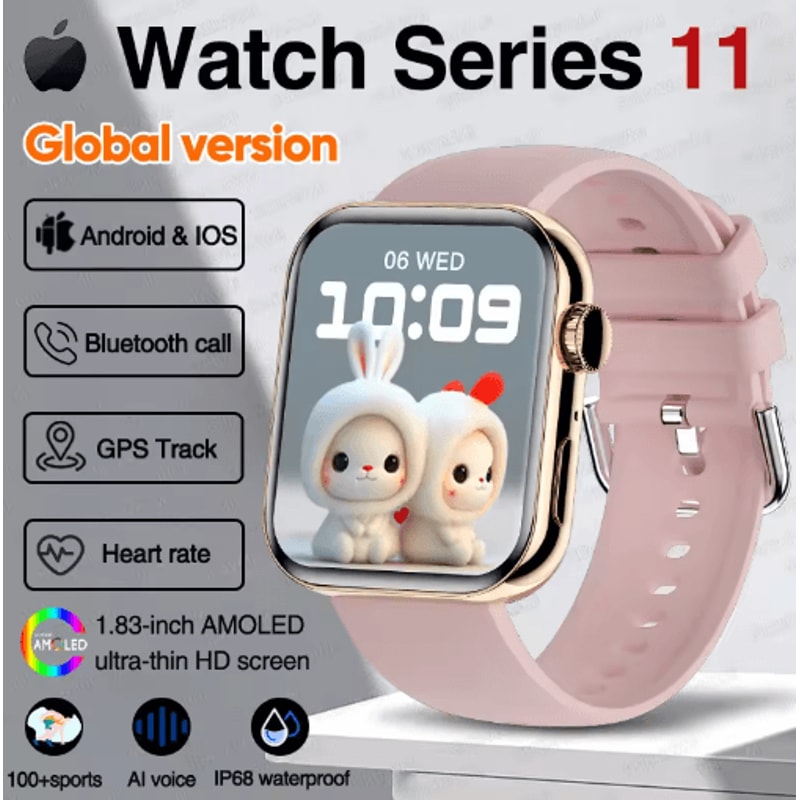 Series 11 Pro AMOLED GPS Smartwatch Bluetooth Call Waterproof Fitness Watch For IOS Android 15