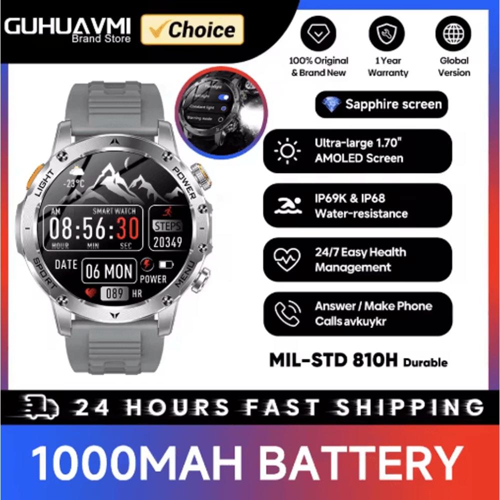 TitanForce X Military GPS Smartwatch 1000mAh AMOLED Bluetooth Call Rugged Fitness Watch 8