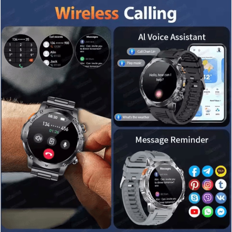 TitanForce X Military GPS Smartwatch 1000mAh AMOLED Bluetooth Call Rugged Fitness Watch 0