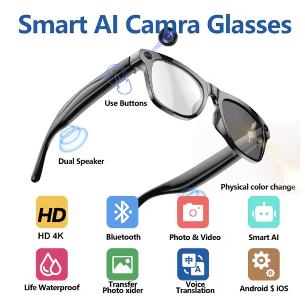 VisionX AI Smart Camera Glasses HD Video Translation Bluetooth Call Sunglasses 3