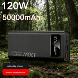 powermax 50000mah 120w fast charging power bank high capacity portable charger with digital display