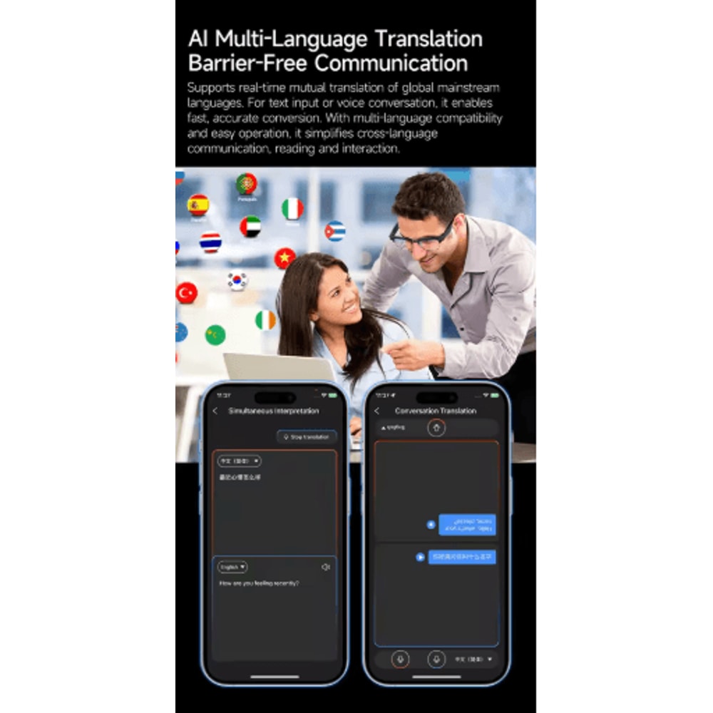 VisionTranslate Pro 4K AI Smart Glasses Camera Translation Bluetooth Call Wearable 4