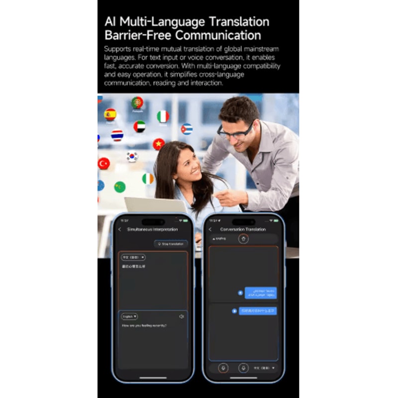 VisionTranslate Pro 4K AI Smart Glasses Camera Translation Bluetooth Call Wearable 4