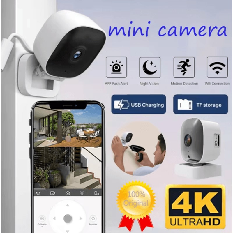 4K Mini WiFi Security Camera With Night Vision Motion Detection Waterproof Outdoor Surveillance Ca 0