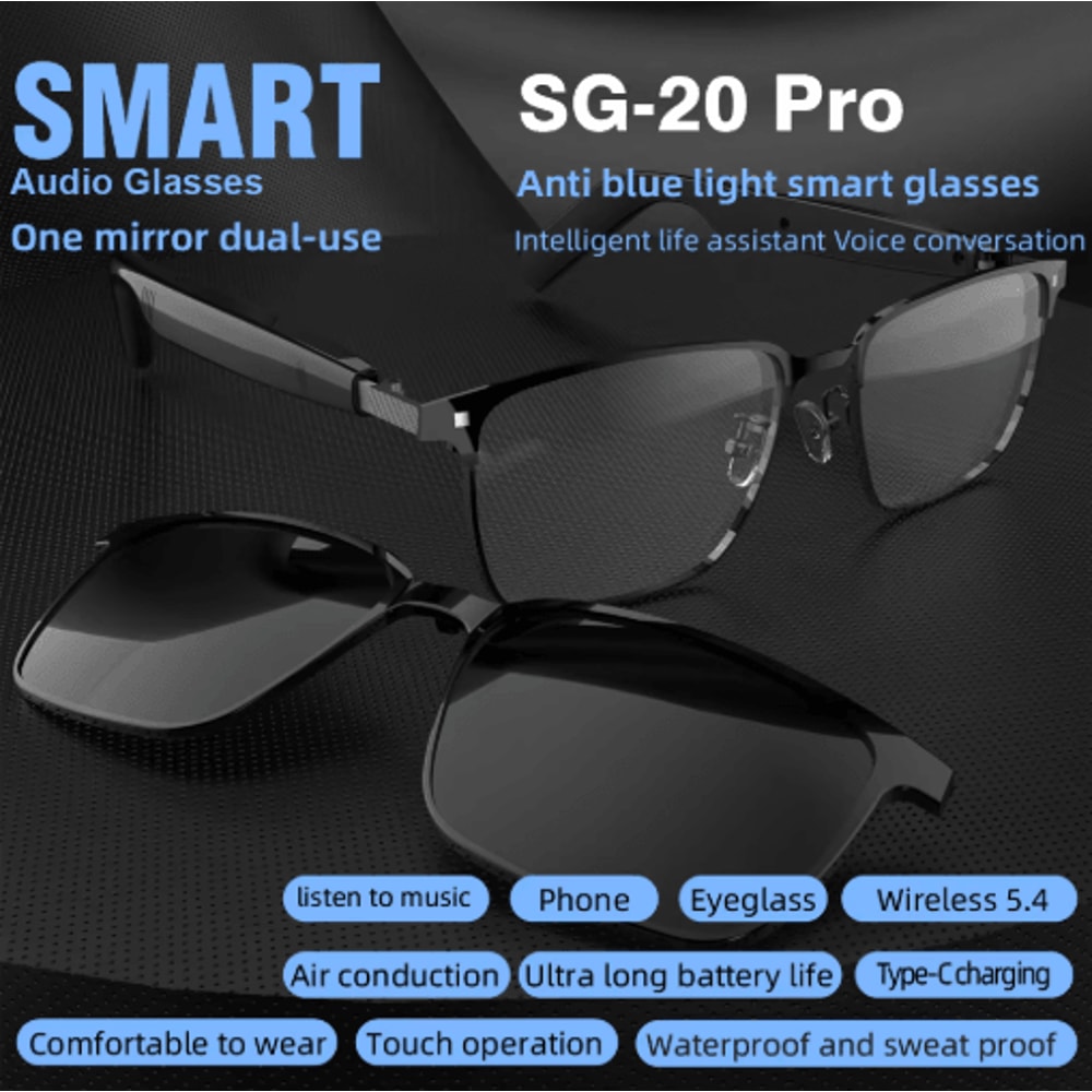 SG20 Pro Smart Audio Glasses Bluetooth TWS Smart Glasses With Voice Assistant Lightweight Design 3