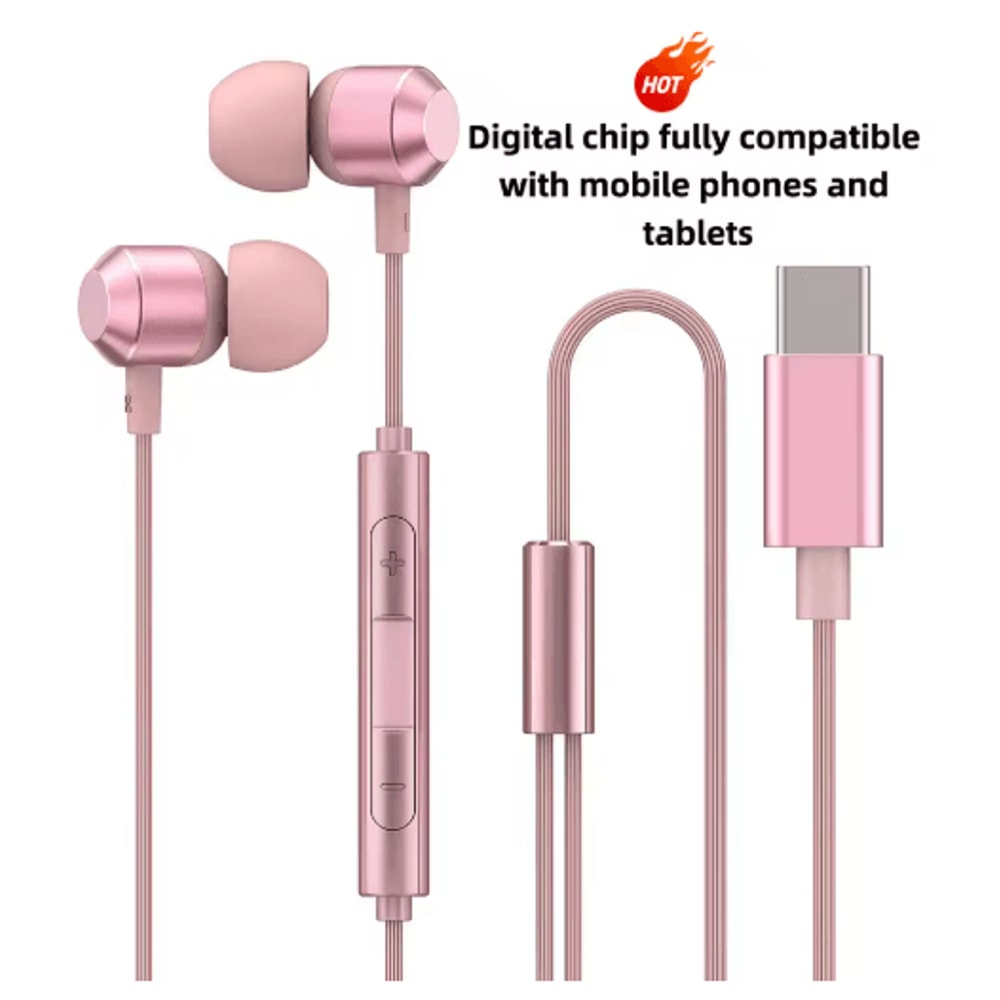 HiFi USBC Wired Headphones 12M Type C Earphones With Digital Chip For Android IPhone 0