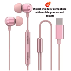 hifi usb-c wired headphones 1.2m type c earphones with digital chip for android & iphone