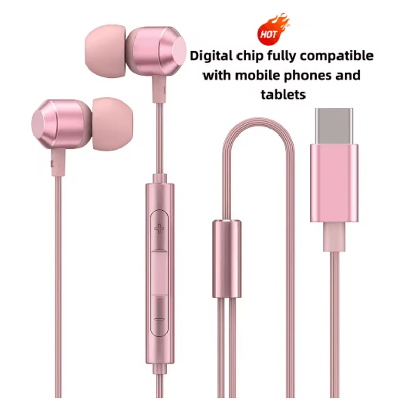 HiFi USBC Wired Headphones 12M Type C Earphones With Digital Chip For Android IPhone 0