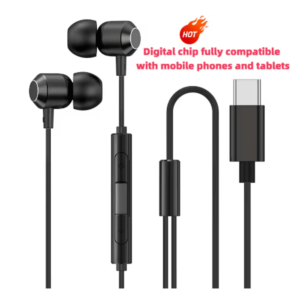 HiFi USBC Wired Headphones 12M Type C Earphones With Digital Chip For Android IPhone 2