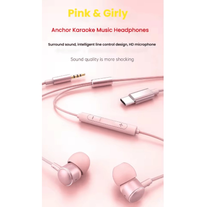 HiFi USBC Wired Headphones 12M Type C Earphones With Digital Chip For Android IPhone 5