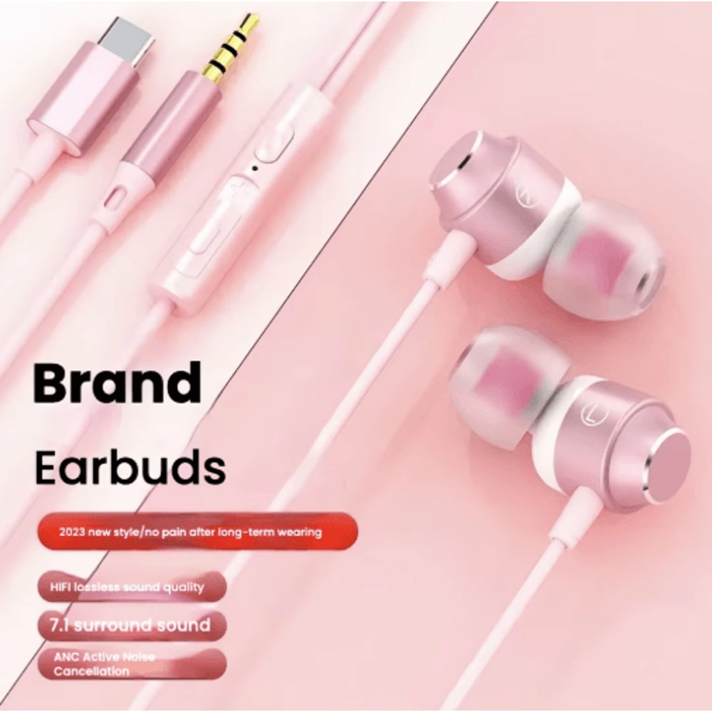 Premium USBC Wired Earbuds 12M Type C Headphones With Digital Chip For Android IOS 5