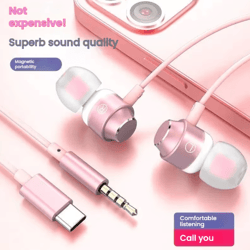 premium usb-c wired earbuds – 1.2m type c headphones with digital chip for android & ios