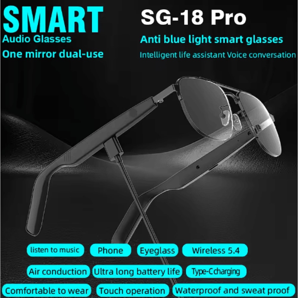 SG15 Pro Smart Audio Glasses Anti Blue Light Bluetooth Music Sunglasses For Sports Daily Wear 2
