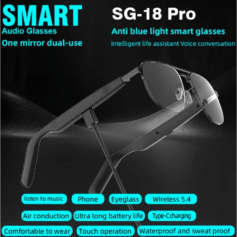 SG15 Pro Smart Audio Glasses Anti Blue Light Bluetooth Music Sunglasses For Sports Daily Wear 2